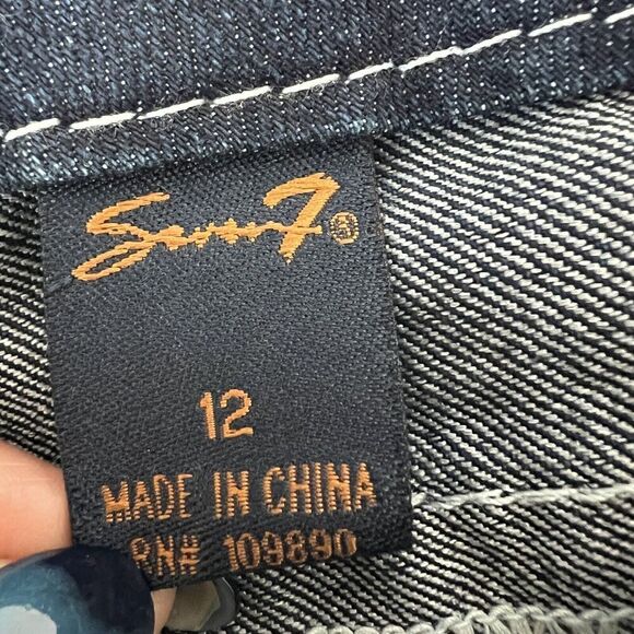 Seven7 Womens Blue Skinny Jeans Mid Rise Pockets Logo Cotton Blend - Picture 7 of 13